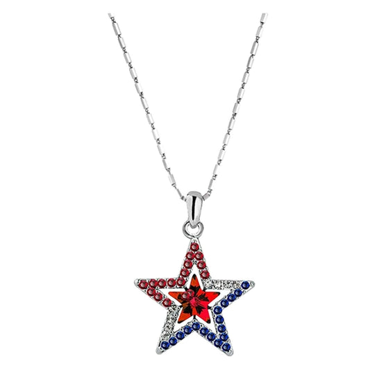 Pentagram With Zirconia Pendant Holiday Commemorative Gift, Style: Red Diamond Necklace - Necklaces & Pendants by PMC Jewellery | Online Shopping South Africa | PMC Jewellery | Buy Now Pay Later Mobicred