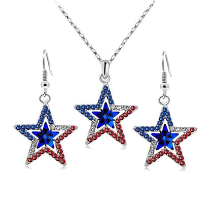 Pentagram With Zirconia Pendant Holiday Commemorative Gift, Style: Red Diamond Earrings - Necklaces & Pendants by PMC Jewellery | Online Shopping South Africa | PMC Jewellery | Buy Now Pay Later Mobicred