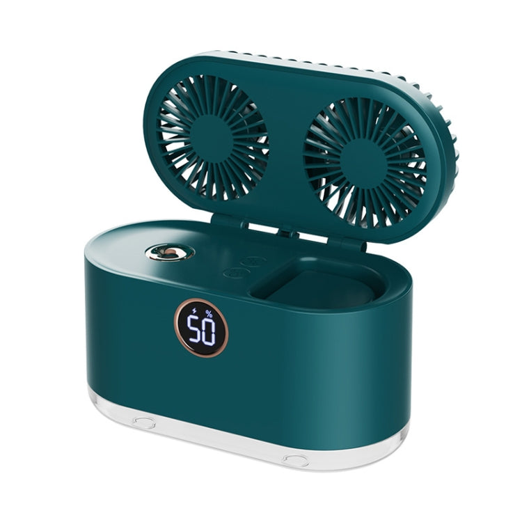 WT-818 Dual-leaf Spray Smart Digital Display Desktop Fan Night Light Humidification Cooler(Green) - Electric Fans by PMC Jewellery | Online Shopping South Africa | PMC Jewellery | Buy Now Pay Later Mobicred