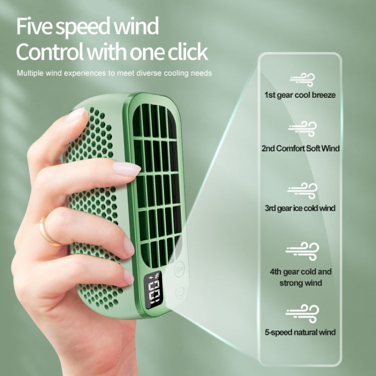 USB Charging Digital Display Portable Bladeless Outdoor Mini Night Light Fan(Green) - Electric Fans by PMC TechLife | Online Shopping South Africa | PMC TechLife | Buy Now Pay Later Mobicred
