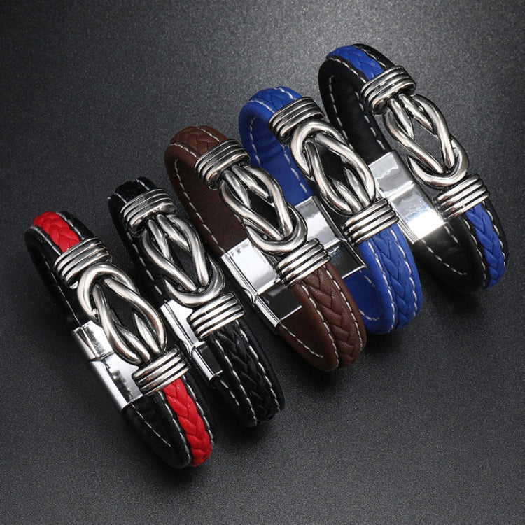 Simple Alloy Magnetic Clasp Leather Bracelet Personalized Braided Bracelet, Style: Blue 21cm - Bracelets by PMC Jewellery | Online Shopping South Africa | PMC Jewellery | Buy Now Pay Later Mobicred