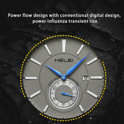 HELEI H9009B-G Night Light Waterproof Men Quartz Watch(Silver Black) - Metal Strap Watches by HELEI | Online Shopping South Africa | PMC Jewellery | Buy Now Pay Later Mobicred