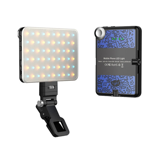 60 LEDs Rechargeable Clip Fill Light With Front & Back Clip Adjusted 3 Light Modes For Phone, Spec: A Type Blue - Selfie Light by PMC Jewellery | Online Shopping South Africa | PMC Jewellery | Buy Now Pay Later Mobicred