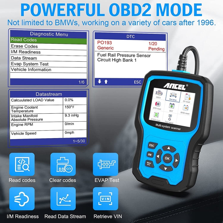 ANCEL BM700 For BMW Full System Diagnostic OBDII Tester Maintenance And Resetting Repair Tools - Code Readers & Scan Tools by ANCEL | Online Shopping South Africa | PMC Jewellery | Buy Now Pay Later Mobicred