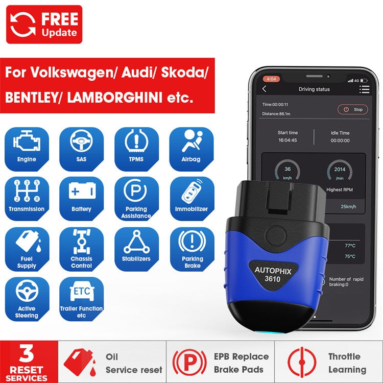 AUTOPHIX 3610 Bluetooth Car Full System Diagnostic Scanner For VW / AUDI / SKODA / SEAT - Electronic Test by AUTOPHIX | Online Shopping South Africa | PMC Jewellery | Buy Now Pay Later Mobicred