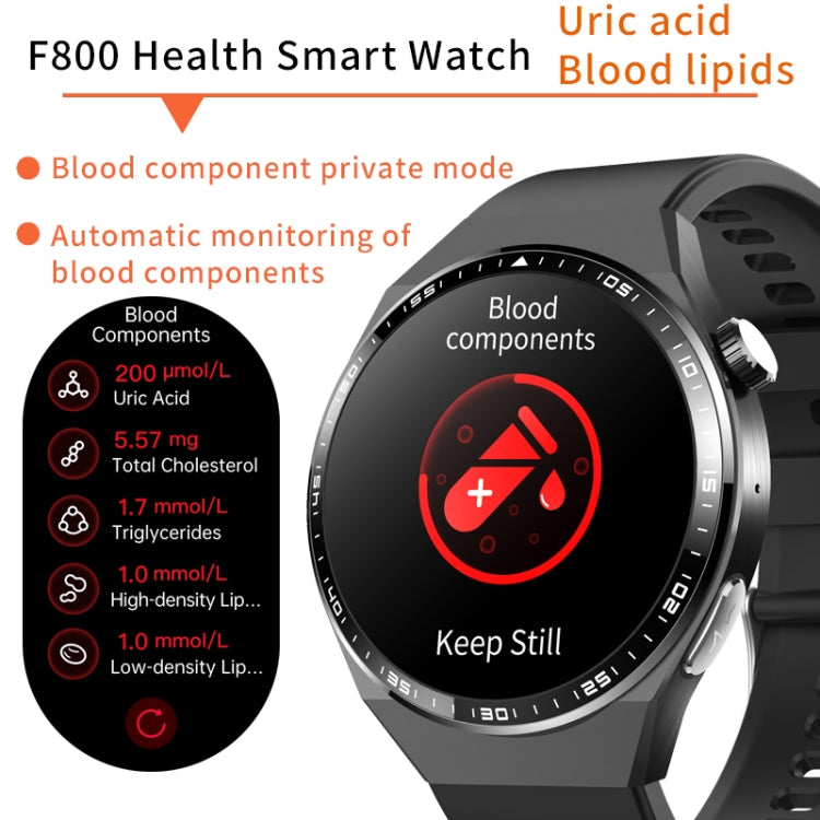 F800 Wellness Smart Watch Blood Pressure ECG Electrocardiogram SOS Alarm Pedometer Sports Watch, Color: Black Leather - Sport Watches by PMC Jewellery | Online Shopping South Africa | PMC Jewellery | Buy Now Pay Later Mobicred