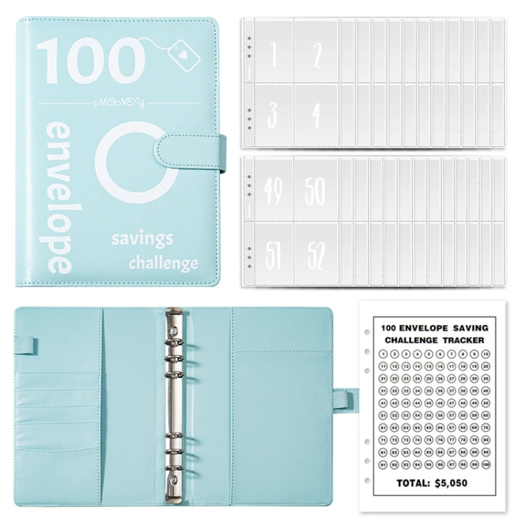 A5 100 Day Savings Challenge Envelope Budget Planner Binder Notebook Handbook, Color: Pattern Blue - Notebooks by PMC Jewellery | Online Shopping South Africa | PMC Jewellery | Buy Now Pay Later Mobicred