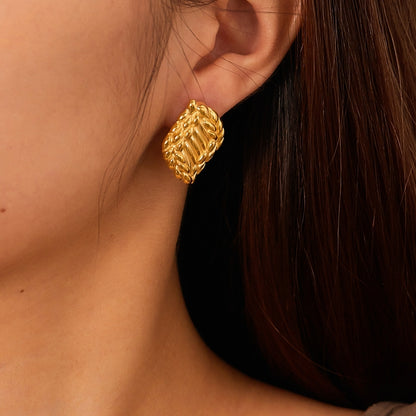 OPK GE909 1pair Minimalist Gold Plated Earrings Vintage Titanium Steel Geometric Earrings - Stud Earrings & Earrings by OPK | Online Shopping South Africa | PMC Jewellery | Buy Now Pay Later Mobicred