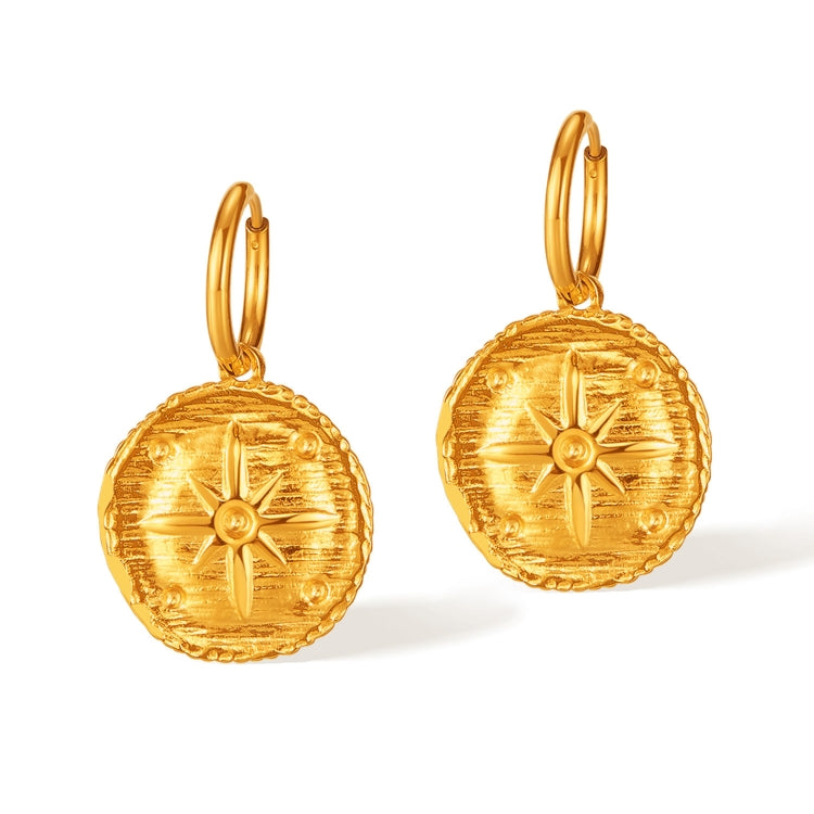 OPK GE916 1pair Simple Stainless Steel Round Plaque Earrings Gold Plated Stud Earrings Accessories - Stud Earrings & Earrings by OPK | Online Shopping South Africa | PMC Jewellery | Buy Now Pay Later Mobicred