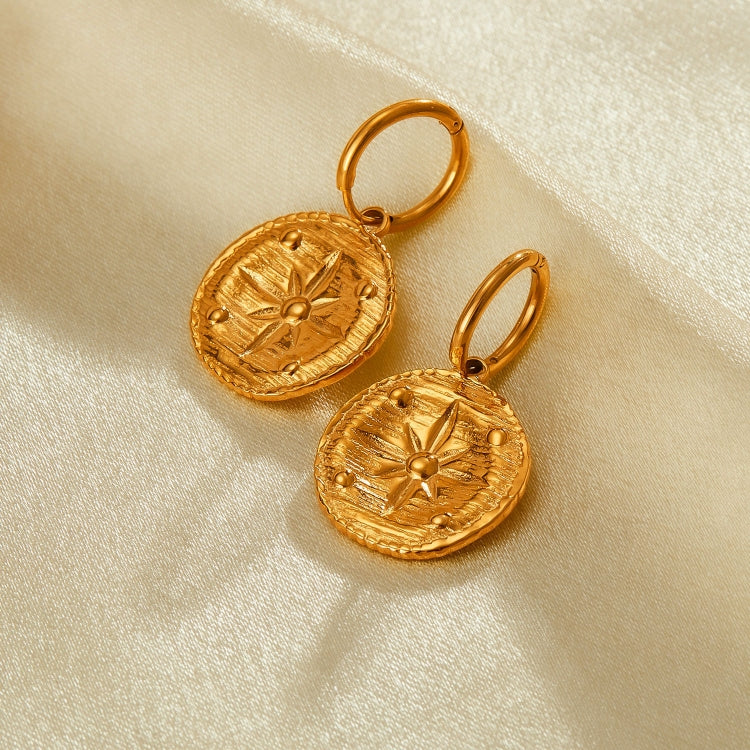 OPK GE916 1pair Simple Stainless Steel Round Plaque Earrings Gold Plated Stud Earrings Accessories - Stud Earrings & Earrings by OPK | Online Shopping South Africa | PMC Jewellery | Buy Now Pay Later Mobicred