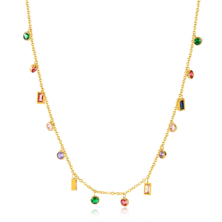 OPK GX2429 Colorful Dopamine Zirconia Small Accessories Stainless Steel Collarbone Chain - Necklaces & Pendants by OPK | Online Shopping South Africa | PMC Jewellery | Buy Now Pay Later Mobicred