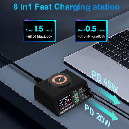 X9M 9-in-1 110W USB+PD Smart Multi-ports QI Magnetic Wireless Charger, Spec: Black EU Plug - Multifunction Charger by PMC Jewellery | Online Shopping South Africa | PMC Jewellery | Buy Now Pay Later Mobicred