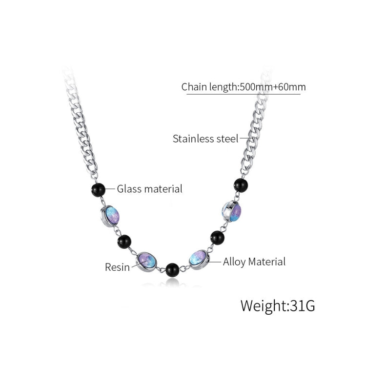 OPK GX2421 Personalized Colorful Resin Splicing Stainless Steel Collarbone Chain - Necklaces & Pendants by OPK | Online Shopping South Africa | PMC Jewellery | Buy Now Pay Later Mobicred