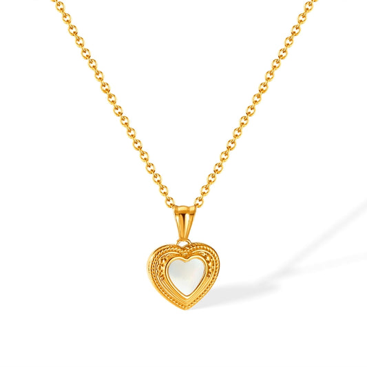 OPK GX2428 Vintage Stainless Steel Peach Heart Pendant Temperament Collarbone Necklace - Necklaces & Pendants by OPK | Online Shopping South Africa | PMC Jewellery | Buy Now Pay Later Mobicred