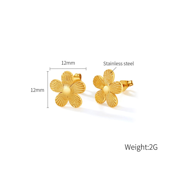 OPK GE941 1pair Vintage Stainless Steel Flower Earrings(Gold) - Stud Earrings & Earrings by OPK | Online Shopping South Africa | PMC Jewellery | Buy Now Pay Later Mobicred