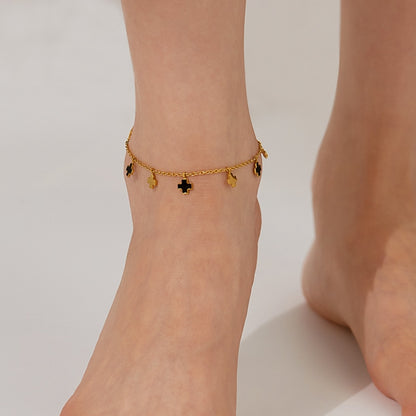 OPK GZ197 Simple Geometric Cross Stainless Steel Anklets(Gold) - Anklets by OPK | Online Shopping South Africa | PMC Jewellery | Buy Now Pay Later Mobicred