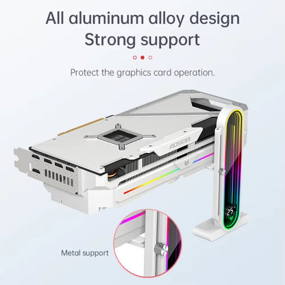 COOLMOON GH3 Pro Computer ARGB Vertical Adjustable Lens Graphics Card Holder, Style: Temperature Display Upgrade White - Caddies & Enclosures by COOLMOON | Online Shopping South Africa | PMC Jewellery | Buy Now Pay Later Mobicred