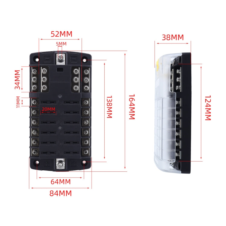 RV Yacht 12-way LED Insulated Flame-retardant Fuse Holder Box with Wire(Configuration 3) - Fuse by PMC Jewellery | Online Shopping South Africa | PMC Jewellery | Buy Now Pay Later Mobicred