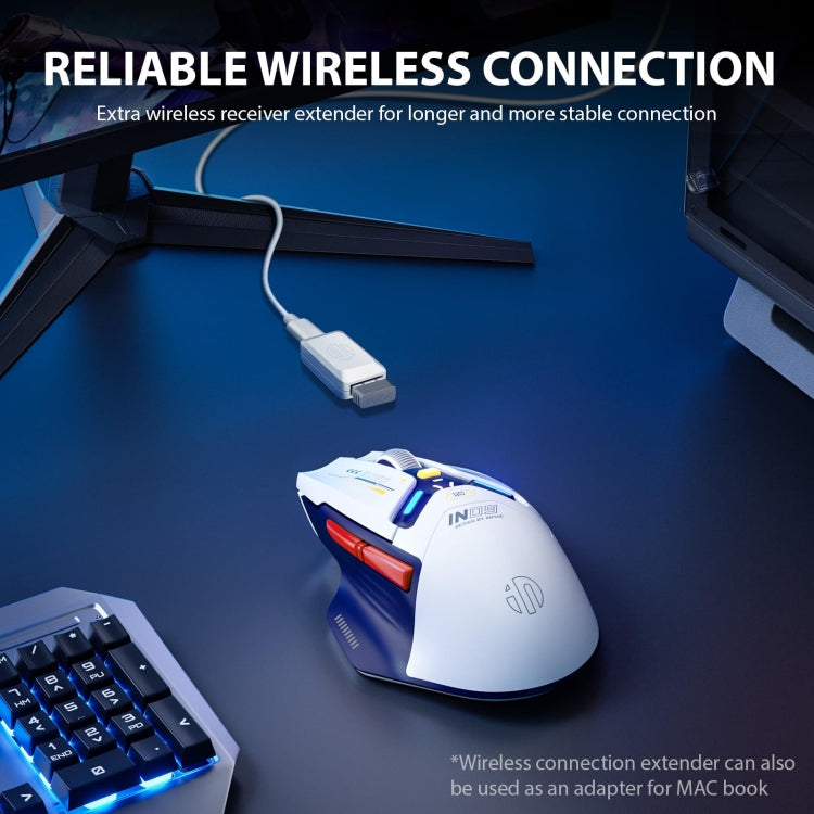 Inphic IN9 Tri-mode Wireless Bluetooth Gaming Office Computer Mouse(White) - Wireless Mice by Inphic | Online Shopping South Africa | PMC Jewellery | Buy Now Pay Later Mobicred