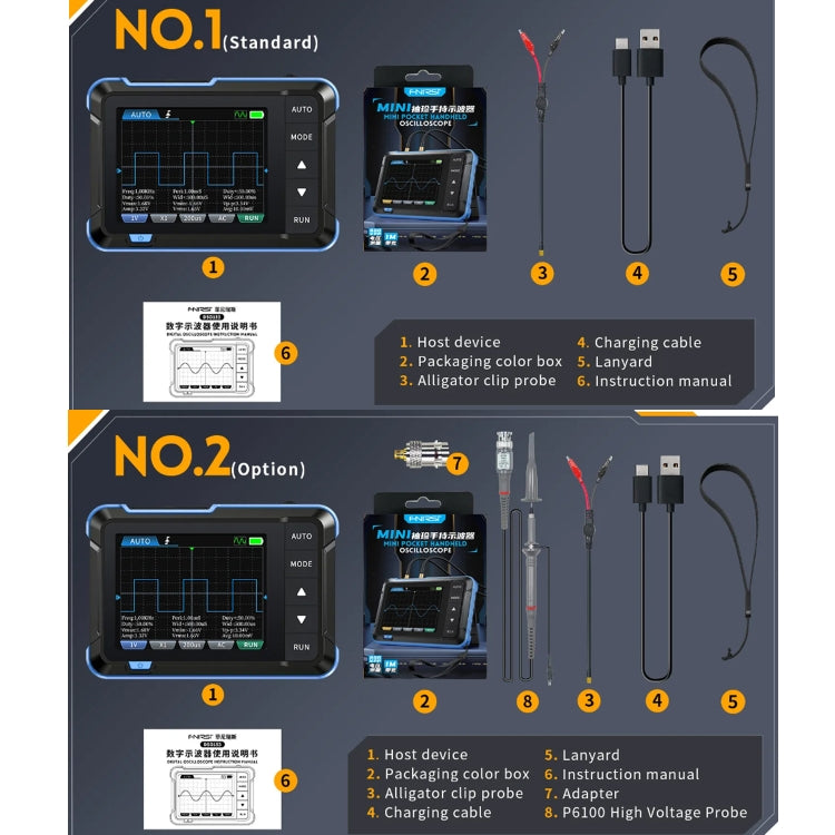 FNIRSI 2 In 1 Mini Portable Digital Oscilloscope Signal Generator, Set: Upgrade - Digital Multimeter by FNIRSI | Online Shopping South Africa | PMC Jewellery | Buy Now Pay Later Mobicred