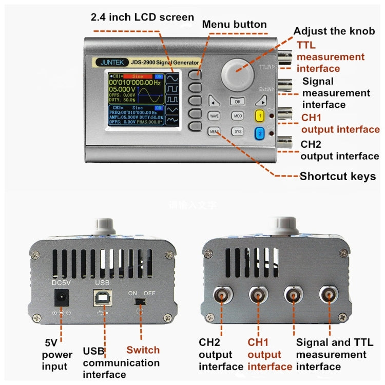 JUNTEK Programmable Dual-Channel DDS Function Arbitrary Waveform Signal Generator, Frequency: 30MHz(EU Plug) - Other Tester Tool by PMC Jewellery | Online Shopping South Africa | PMC Jewellery | Buy Now Pay Later Mobicred