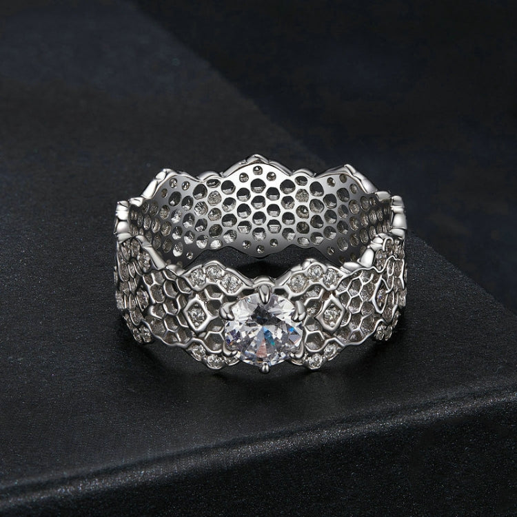 MSR061 S925 Sterling Silver Lace Hollow Moissanite Ring(8) - Rings by PMC Jewellery | Online Shopping South Africa | PMC Jewellery | Buy Now Pay Later Mobicred