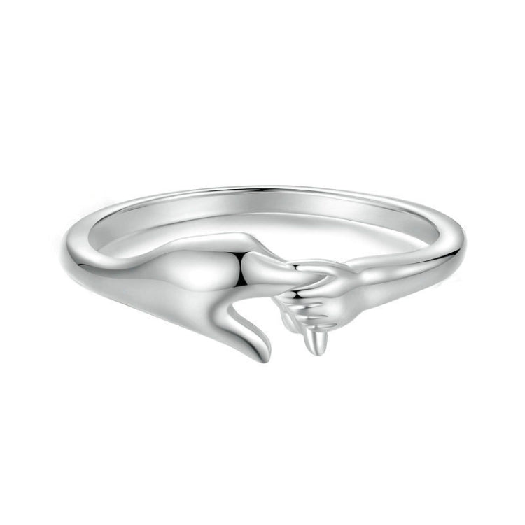 SCR1069 S925 Sterling Silver Plated With Platinum Hand-In-Hand Shape Ring(7) - Rings by PMC Jewellery | Online Shopping South Africa | PMC Jewellery | Buy Now Pay Later Mobicred