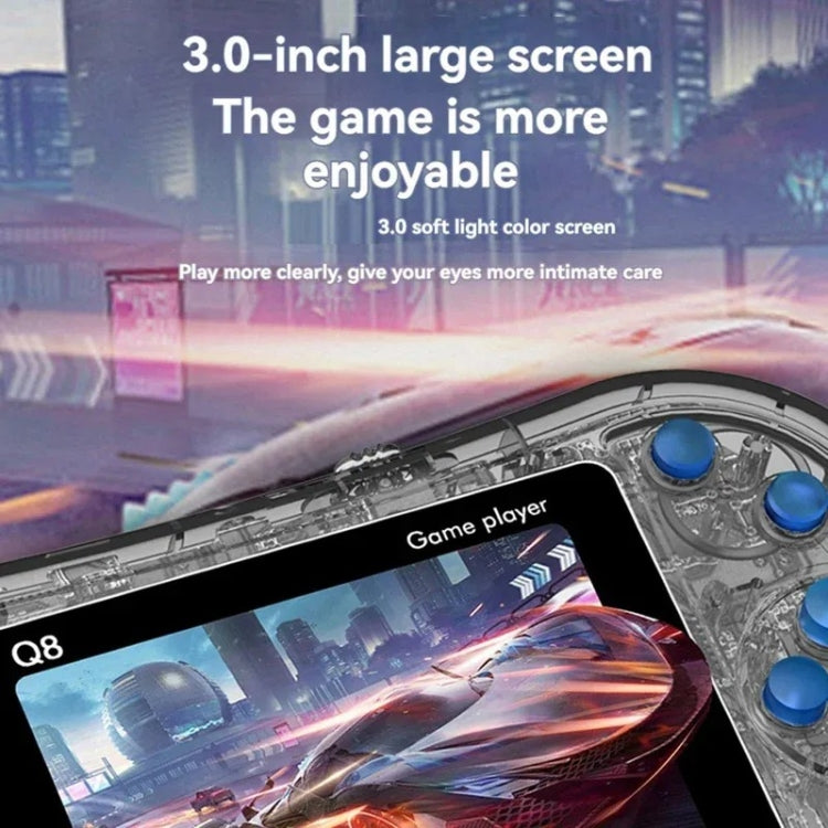 Q8 Handheld Game Console 3.0 Inch Screen Support TV Connection Built In 800 Games Doubles Transparent Gray - Pocket Console by PMC Jewellery | Online Shopping South Africa | PMC Jewellery | Buy Now Pay Later Mobicred