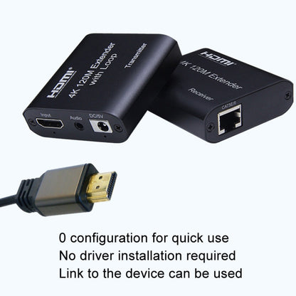 HDMI To RJ45 120m Single Network Cable 4K HD Network Extender, Receiver+Transmitter US Plug(Black) - Amplifier by PMC Jewellery | Online Shopping South Africa | PMC Jewellery | Buy Now Pay Later Mobicred