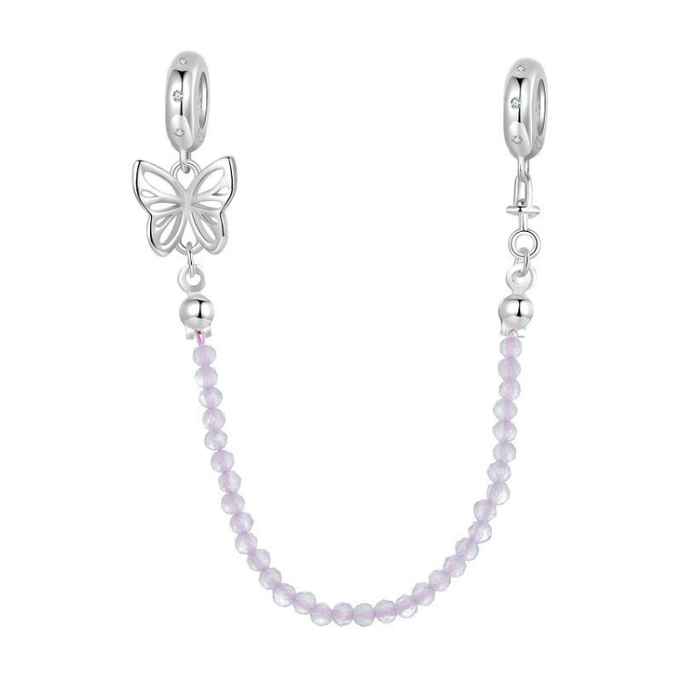 S925 Sterling Silver Platinum Plated Butterfly Safety Chain Bracelet Accessories(SCC2883) - Jewelry Accessories by PMC Jewellery | Online Shopping South Africa | PMC Jewellery | Buy Now Pay Later Mobicred