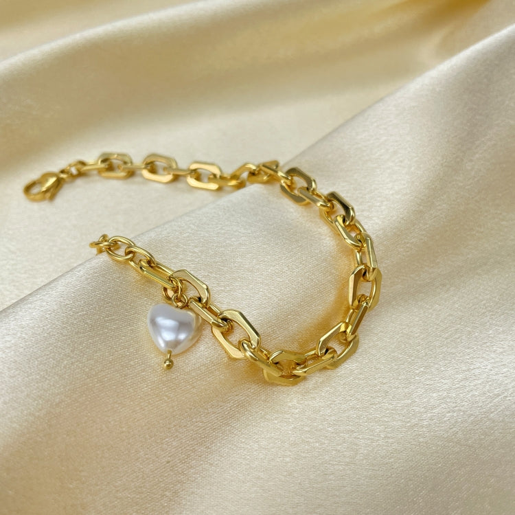 OPK 1323 Stainless Steel Personalized Simple Heart Pearl Bracelet, Color: Gold - Bracelets by OPK | Online Shopping South Africa | PMC Jewellery | Buy Now Pay Later Mobicred