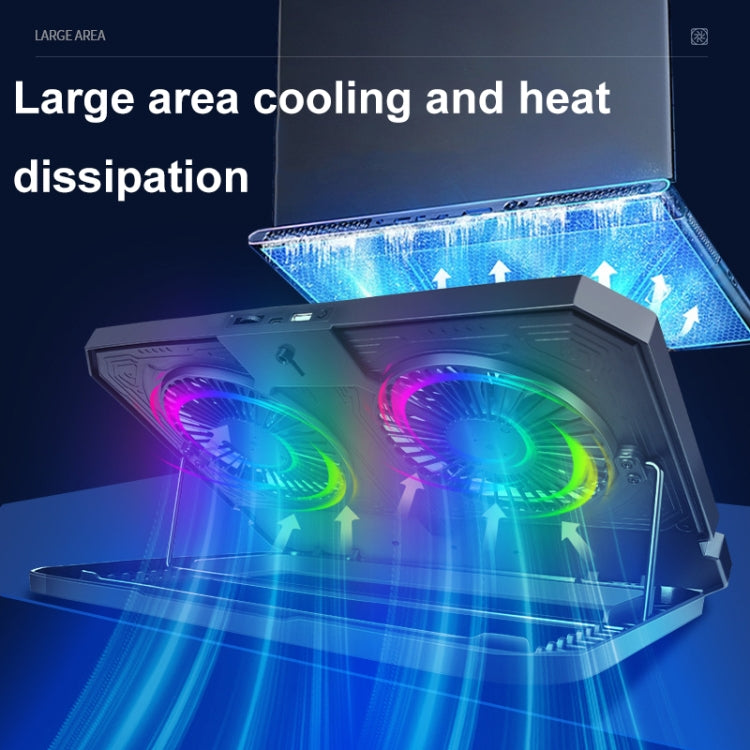 NUOXI C300 Dual-fans RGB Light Adjustable Laptop Radiator Lifting and Folding Cooling Stand(Black) - Cooling Pads by NUOXI | Online Shopping South Africa | PMC Jewellery | Buy Now Pay Later Mobicred