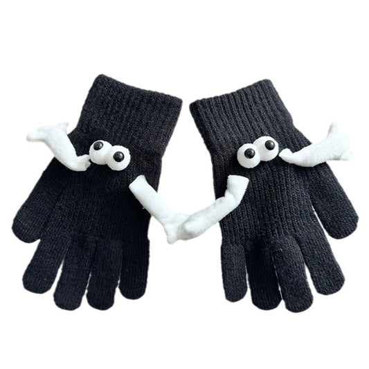 Fall Winter Couple Students Magnetic Warm Gloves Cute Dolls Outdoor Hand In Hand Mittens, Size: Average(Black) - Full Finger Gloves by PMC Jewellery | Online Shopping South Africa | PMC Jewellery | Buy Now Pay Later Mobicred