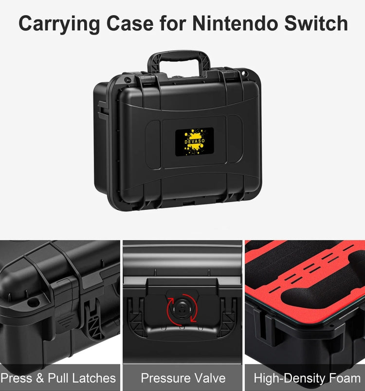 DEVASO For Switch / OLED IP67 Waterproof Storage Case Hardshell Bag, Color: Black - Bags by DEVASO | Online Shopping South Africa | PMC Jewellery | Buy Now Pay Later Mobicred