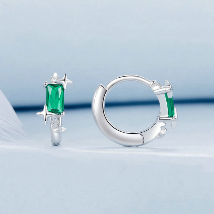 S925 Sterling Silver Platinum-plated Zircon Emerald Shining Earrings(BSE1036) - Stud Earrings & Earrings by PMC Jewellery | Online Shopping South Africa | PMC Jewellery | Buy Now Pay Later Mobicred