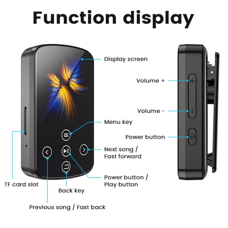 MP3 Bluetooth Music Player HIFI Sports Clip Touch Screen MP4, Memory: 8GB(Black) - MP3 Player by PMC Jewellery | Online Shopping South Africa | PMC Jewellery | Buy Now Pay Later Mobicred