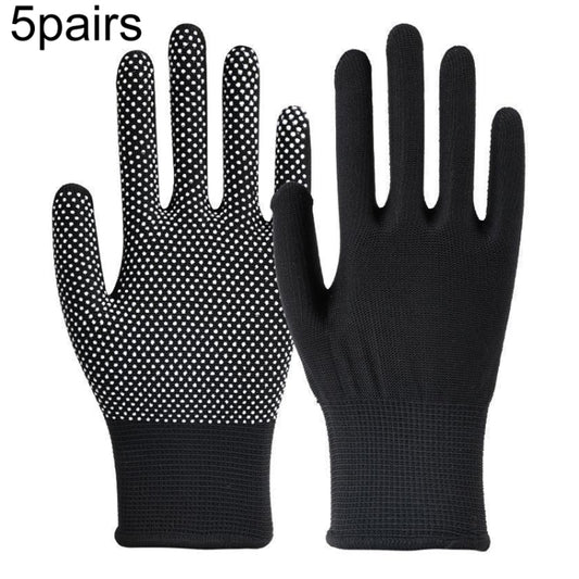 5pairs Outdoor Breathable Non-slip Particle Silicone Hiking Riding Nylon Gloves Thin Mittens(Black) - Safety Gloves by PMC Jewellery | Online Shopping South Africa | PMC Jewellery | Buy Now Pay Later Mobicred