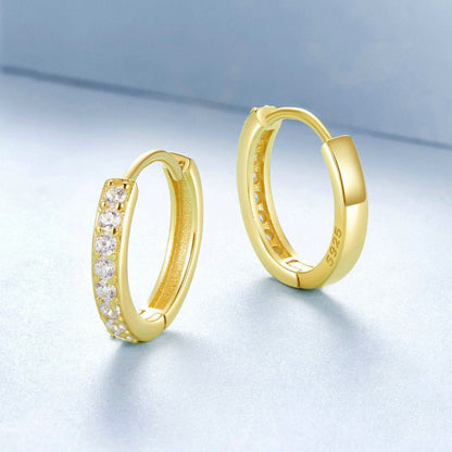 S925 Sterling Silver Gold-plated Silver Hoop Earrings Ear Ornaments, Color: Gold M - Stud Earrings & Earrings by PMC Jewellery | Online Shopping South Africa | PMC Jewellery | Buy Now Pay Later Mobicred