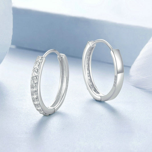 S925 Sterling Silver Gold-plated Silver Hoop Earrings Ear Ornaments, Color: Silver M - Stud Earrings & Earrings by PMC Jewellery | Online Shopping South Africa | PMC Jewellery | Buy Now Pay Later Mobicred