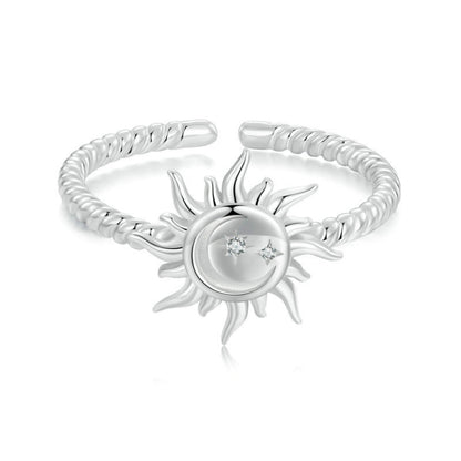 S925 Sterling Silver Warm Sun Adjustable Open Ring(SCR1038-E) - Rings by PMC Jewellery | Online Shopping South Africa | PMC Jewellery | Buy Now Pay Later Mobicred