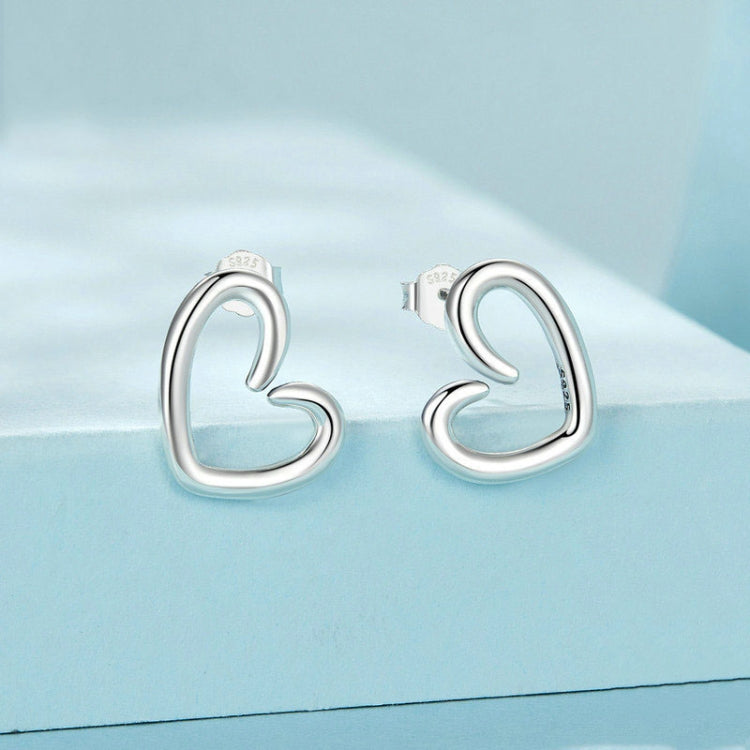 S925 Sterling Silver Oxidized Heart Earrings(SCE1769) - Stud Earrings & Earrings by PMC Jewellery | Online Shopping South Africa | PMC Jewellery | Buy Now Pay Later Mobicred