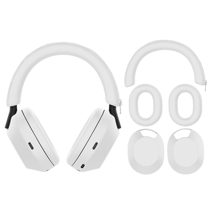 For Sony WH-1000XM5 Bluetooth Headset + Headband + Earmuff Protective Cover(3-in-1 White) - Earmuff & Pad by PMC Jewellery | Online Shopping South Africa | PMC Jewellery | Buy Now Pay Later Mobicred