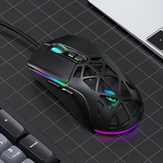 T-WOLF G520 7-keys RGB Marquee Honeycomb Hollow Gaming Wired Mouse(Black) - Wired Mice by T-WOLF | Online Shopping South Africa | PMC Jewellery | Buy Now Pay Later Mobicred