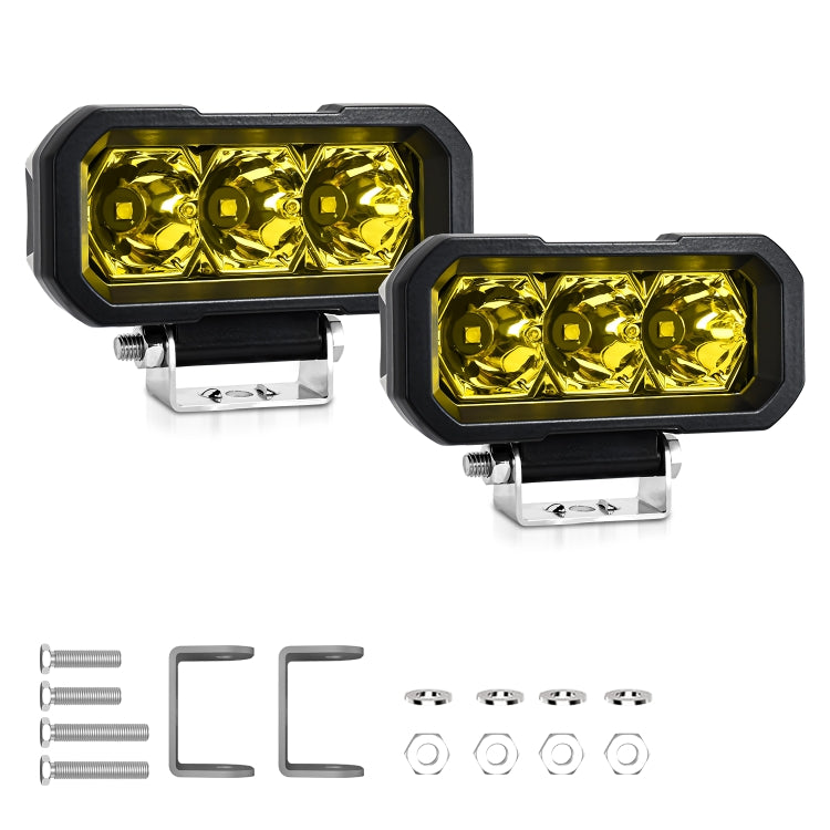 E23 40W 9V-30V 5 Inch Waterproof 3-Eye Headlight(Floodlight Yellow Light) - Work Lights by PMC Jewellery | Online Shopping South Africa | PMC Jewellery | Buy Now Pay Later Mobicred