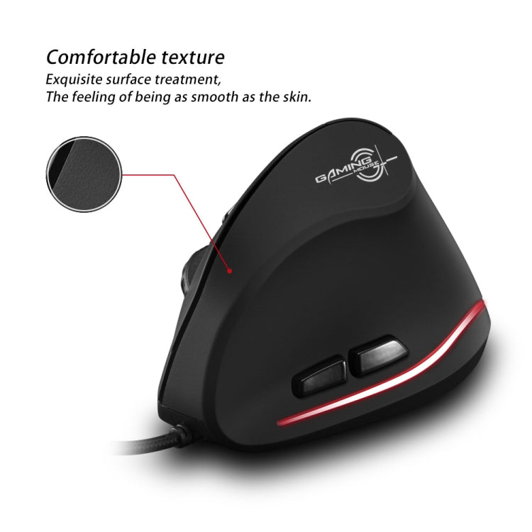 ZELOTES T20 6-Keys Vertical Grip Ergonomic Laptop Wired Mouse(Black) - Wired Mice by ZELOTES | Online Shopping South Africa | PMC TechLife | Buy Now Pay Later Mobicred