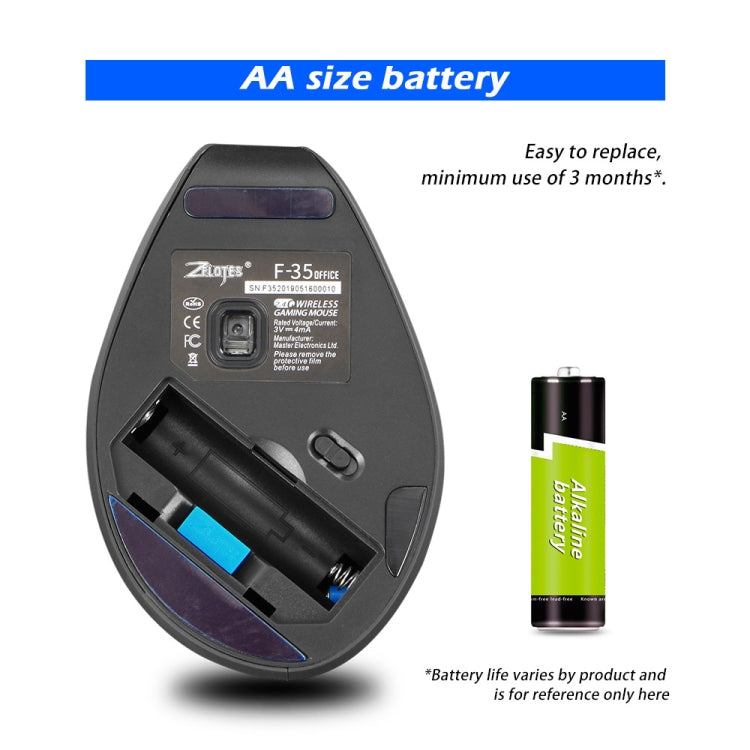 ZELOTES F-35A 6-Buttons Vertical Grip Ergonomic Rechargeable Wireless Mouse(Wireless Version) - free shipping - PMC TechLife - Order now!