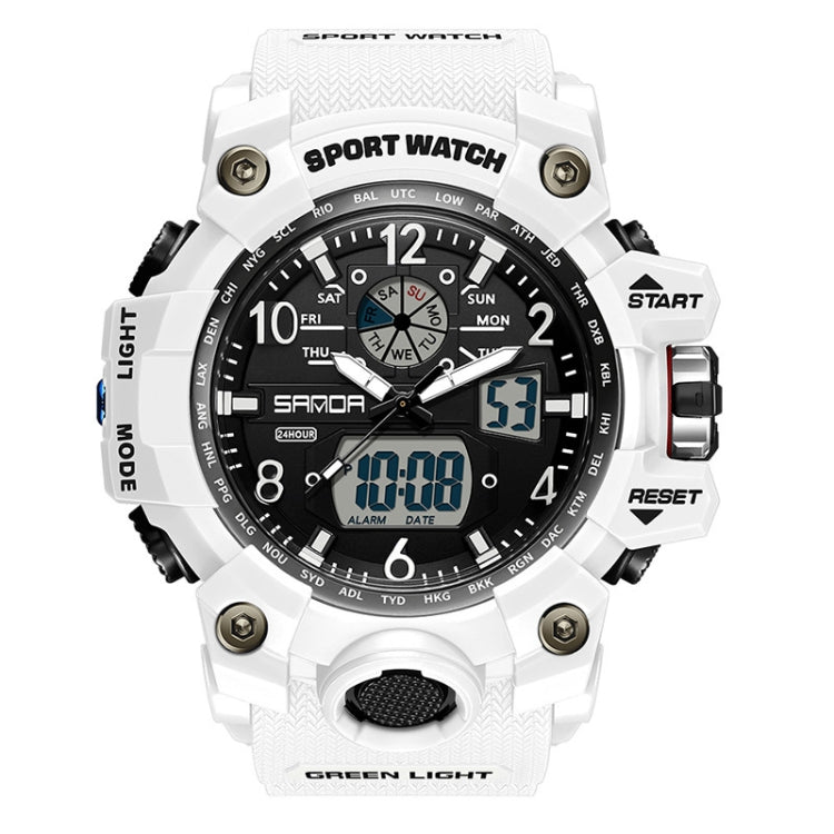 SANDA Teenagers Sports Electronic Watch Men Personalised Wristwatch(3169 White) - Sport Watches by SANDA | Online Shopping South Africa | PMC Jewellery | Buy Now Pay Later Mobicred