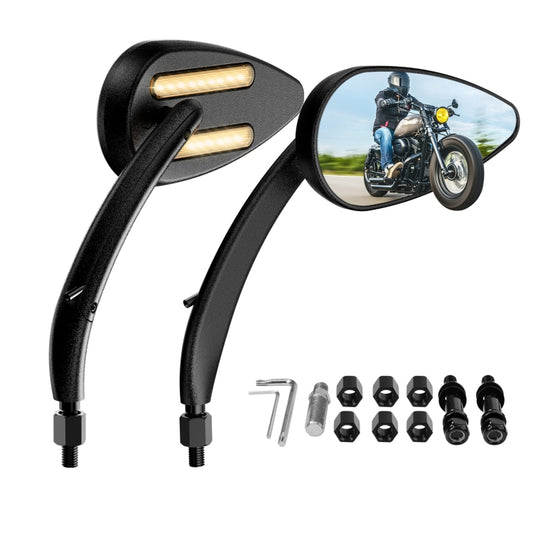 FLYQUICK Motorcycle LED Rearview Mirror With Light, Color: Black - Side Mirrors by PMC Jewellery | Online Shopping South Africa | PMC Jewellery | Buy Now Pay Later Mobicred