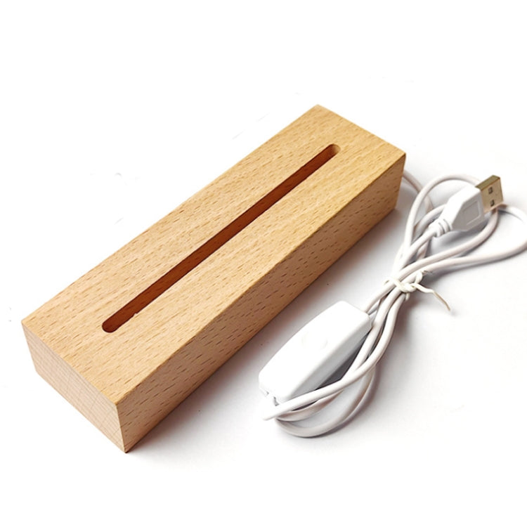 LED Light Solid Wood Luminous Base for Resin Art Acrylic Glass Lights Rectangular 18cm(Three-color Light) - free shipping - PMc TechLife - Order now!