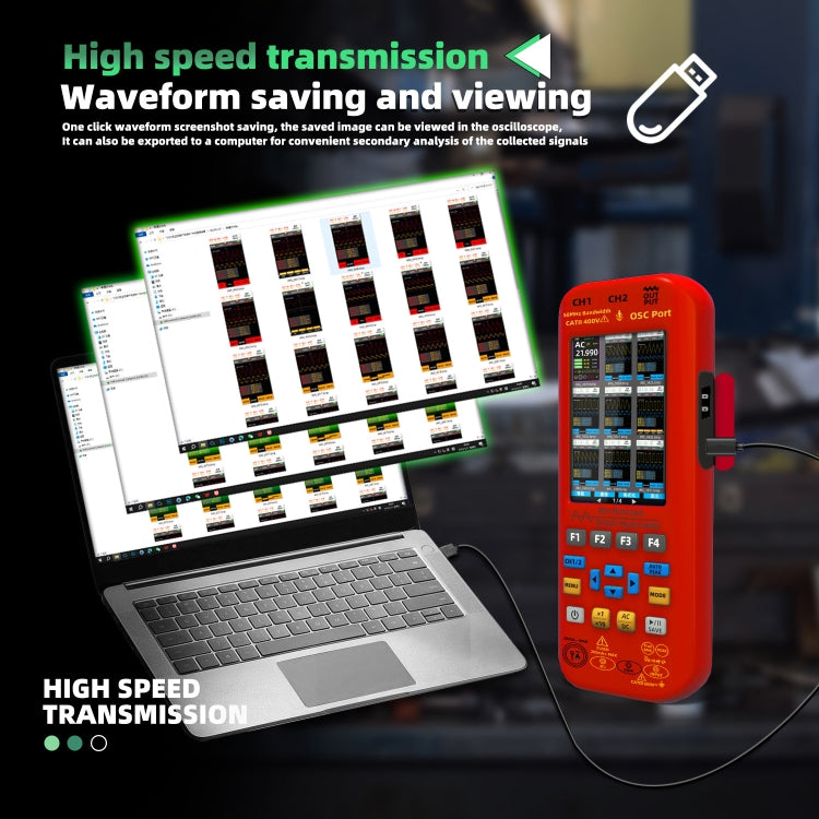 BSIDE O9 Digital Handheld Dual Channel 50MHz Oscilloscope Signal Source Multimeter, Spec: With Single Oscilloscope Probe (Red) - free shipping - PMC TechLife - Order now!
